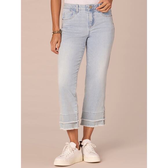 Democracy Ab Solution Mid Rise Double Layer Fray Hem Kick Flare Jeans Sz 14 NEW - Picture 1 of 14